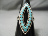 Amazing Vintage Zuni Native American Turquoise Sterling Silver Ring Old-Nativo Arts
