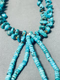 Astounding Vintage Native American Navajo Kingman Turquoise Sterling Silver Necklace With Jacla-Nativo Arts