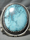 One Of Biggest Best Vintage Native American Navajo Verdy Jake Turquoise Sterling Silver Bracelet-Nativo Arts