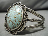 One Of The Finest Vintage Native American Navajo #8 Turquoise Sterling Silver Domed Bracelet-Nativo Arts
