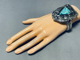 One Of Most Unique Vintage Native American Navajo Teardrop Turquoise Sterling Silver Bracelet-Nativo Arts