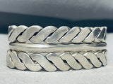 Craziest Rope Vintage Native American Navajo Heavy Handmade Sterling Silver Bracelet-Nativo Arts