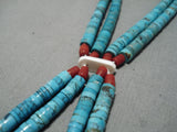 One Of The Longest Vintage Santo Domingo Native American Navajo Turquoise Heishi Necklace-Nativo Arts