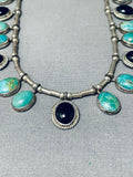Excellent Vintage Native American Navajo Royston Turquoise & Black Onyx Sterling Silver Necklace-Nativo Arts
