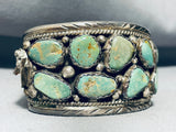 One Of The Best Vintage Native American Navajo Green Turquoise Sterling Silver Bracelet-Nativo Arts