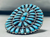 Magnificent Vintage Native American Navajo Turquoise Sterling Silver Ring Signed-Nativo Arts