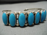 Important Vintage Native American Navajo Guild Sky Blue Turquoise Sterling Silver Bracelet Old-Nativo Arts