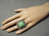 Very Rare Vintage Native American Navajo Orvil Jack Turquoise Sterling Silver Tso Ring-Nativo Arts