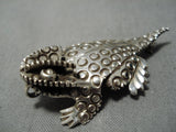 Wonderful Ben Yazzie Native American Navajo Horned Toad Sterling Silver Pin-Nativo Arts