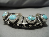 Important Heavy And Thick Vintage Native American Navajo #8 Turquoise Sterling Silver Bracelet-Nativo Arts