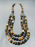 Authentic Singer Rare Native American Navajo Tigers Eye Sterling Silver Necklace-Nativo Arts