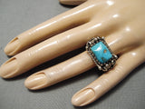 Thick And Heavy!! Vintage Native American Navajo Turquoise Sterling Silver Ring Old-Nativo Arts