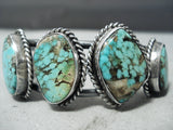 Incredible Vintage Native American Navajo Morenci Turquoise Sterling Silver Bracelet Old-Nativo Arts
