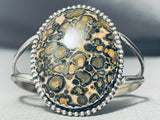 The Best Vintage Native American Navajo Leopard Agate Sterling Silver Bracelet-Nativo Arts