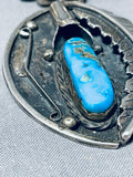 Beautiful Vintage Native American Navajo Old Morenci Turquoise Sterling Silver Necklace-Nativo Arts