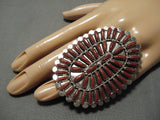 One Of The Biggest Ever Native American Navajo Coral Sterling Silver Ring-Nativo Arts