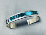Very Rare Vintage Native American Navajo Blue Wind Turquoise Sterling Silver Bracelet-Nativo Arts