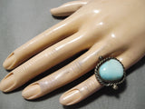 Rare Vintage Native American Navajo Candelaria Turquoise Sterling Silver Ring-Nativo Arts