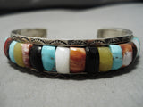 Native American Important Vintage Ottawa Carlos Eagle Turquoise Inlay Sterling Silver Bracelet-Nativo Arts