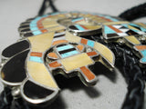 Museum Vintage Native American Zuni Turquoise Sterling Silver Turquoise Bolo Tie Inlay-Nativo Arts