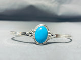 Elegant Native American Navajo Sleeping Beauty Turquoise Sterling Silver Bracelet-Nativo Arts