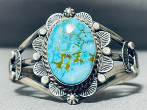 Intesne Vintage Native American Navajo Spiderweb Turquoise Sterling Silver Bracelet-Nativo Arts