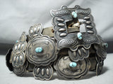 Authentic Vintage Native American Navajo Harry Morgan Turquoise Sterling Silver Concho Belt-Nativo Arts