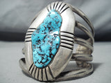 Signed Vintage Native American Navajo Sleeping Beauty Turquoise Sterling Silver Bracelet-Nativo Arts