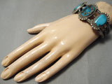 Museum Quality Vintage Native American Navajo Morenci Turquoise Sterling Silver Bracelet-Nativo Arts
