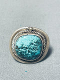 Beautiful Vintage Native American Navajo Kngman Turquoise Sterling Silver Ring-Nativo Arts