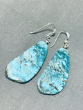 Native American Stunning Santo Domingo Old Kingman Turquoise Sterling Silver Earrings-Nativo Arts