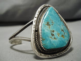 Important Vintage Native American Navajo Leo Nez Royston Turquoise Sterling Silver Bracelet Old-Nativo Arts