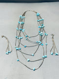 Enticing Vintage Native American Navajo Oldkingman Turquoise Sterlingsilver Necklace Earring Set-Nativo Arts