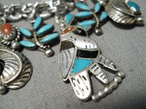 Detailed Vintage Native American Navajo Zuni Women's Charm Sterling Silver Turquoise Bracelet-Nativo Arts
