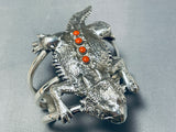 Native American Very Rare Horny Toad Coral 144 Gram Sterling Silver Bracelet Cuff-Nativo Arts