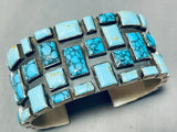 One Of The Best Native American Navajo Squared Spiderweb Turquoise Sterling Silver Bracelet-Nativo Arts