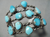 One Of The Best Vintage Native American Navajo Coiled Turquoise Sterling Silver Bracelet Old-Nativo Arts