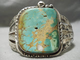 Museum Vintage Native American Navajo Squared Royston Turquoise Sterling Silver Bracelet Old-Nativo Arts