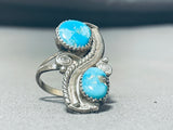 Very Rare Easter Blue Turquoise Vintage Native American Navajo Sterling Silver Ring-Nativo Arts