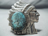 Impressive Navajo Spiderweb Turquoise Sterling Silver Ring Native American-Nativo Arts