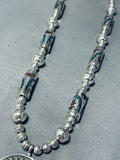 One Of The Best Vintage Native American Navajo Tubule Turquoise Sterling Silver Necklace Old-Nativo Arts