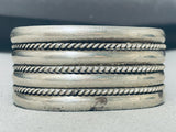 Giant Vintage Native American Navajo 7 Rail Sterling Silver Bracelet-Nativo Arts