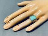 Sensational Vintage Native American Navajo Green Turquoise Sterling Silver Ring-Nativo Arts