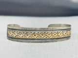 Amazing 14k Detailed Vintage Native American Navajo Sterling Silver Bracelet-Nativo Arts