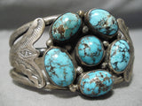 Important Vintage Native American Navajo Smokey Bisbee Turquoise Sterling Silver Bracelet Old-Nativo Arts