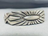 Extra Thick Vintage Native American Navajo Hand Tooled Sterling Silver Bracelet-Nativo Arts