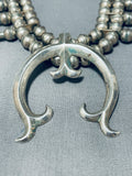 All Silver Vintage Native American Navajo Sterling Squash Blossom Necklace-Nativo Arts