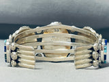 One Of The Most Unique Ever Native American Navajo Turquoise Inlay Sterling Silver Bracelet-Nativo Arts