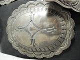 Huge Hand Wrought Vintage Native American Navajo Sterling Silver Concho Belt Old-Nativo Arts