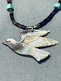 Native American Breathtaking Vintage Santo Domingo Turquoise Heishi Shell Bird Necklace-Nativo Arts